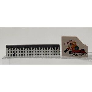 The Cats Meow Wooden Winter Fence & Sledders Figurine Set